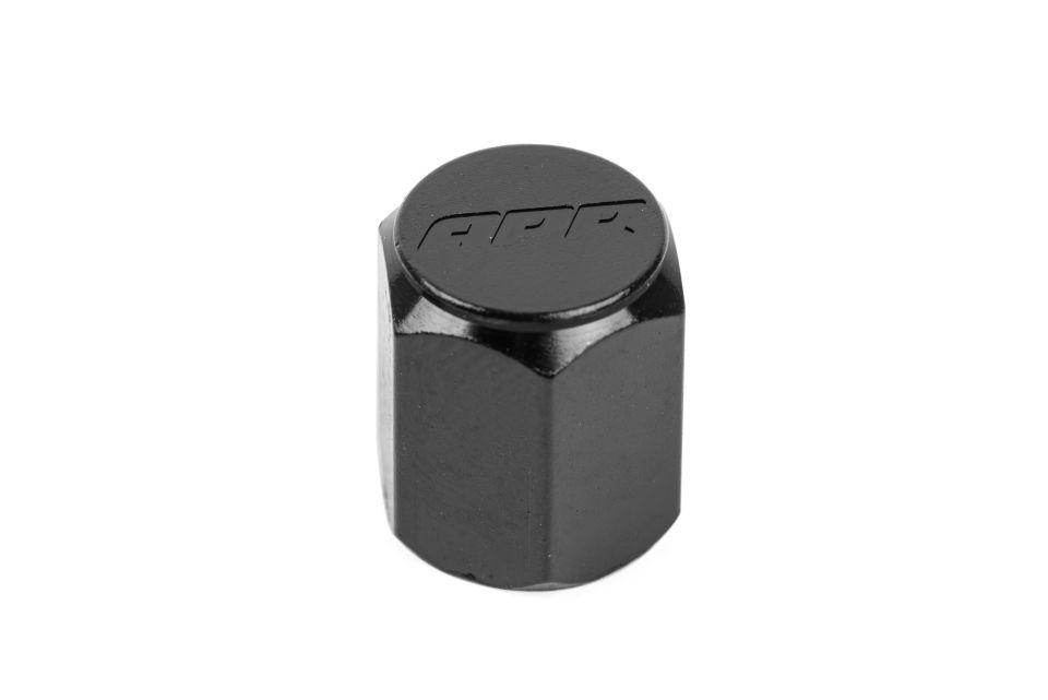 APR VALVE STEM CAPS, SILVER/GUNMETAL/BLACK PACK OF 4 Black - German Performance