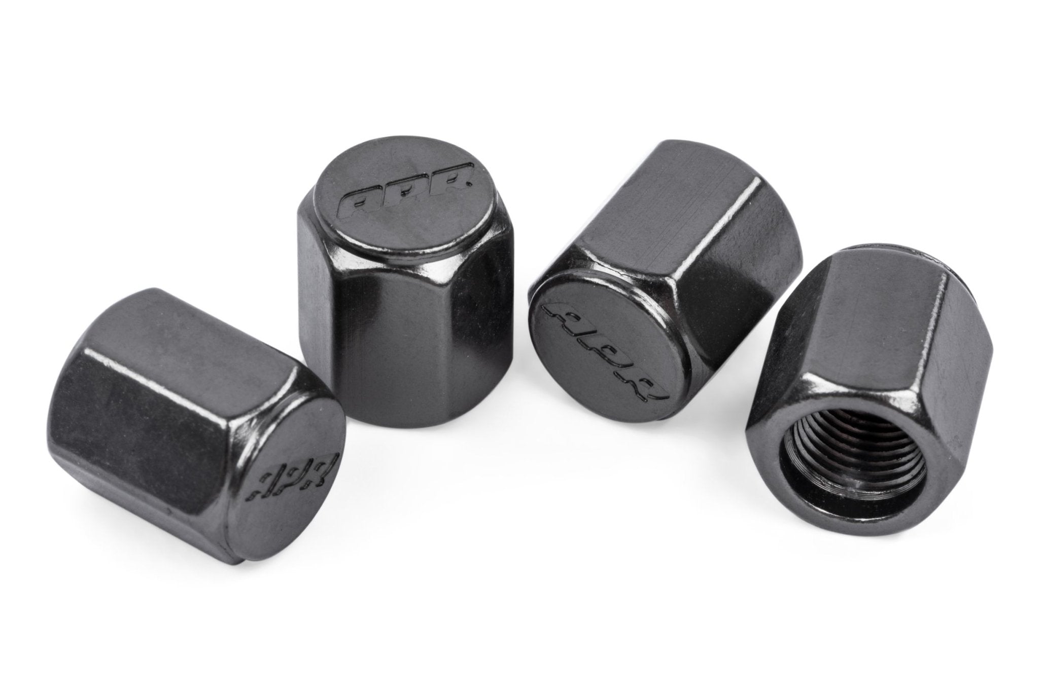 APR VALVE STEM CAPS, SILVER/GUNMETAL/BLACK PACK OF 4 Black - German Performance