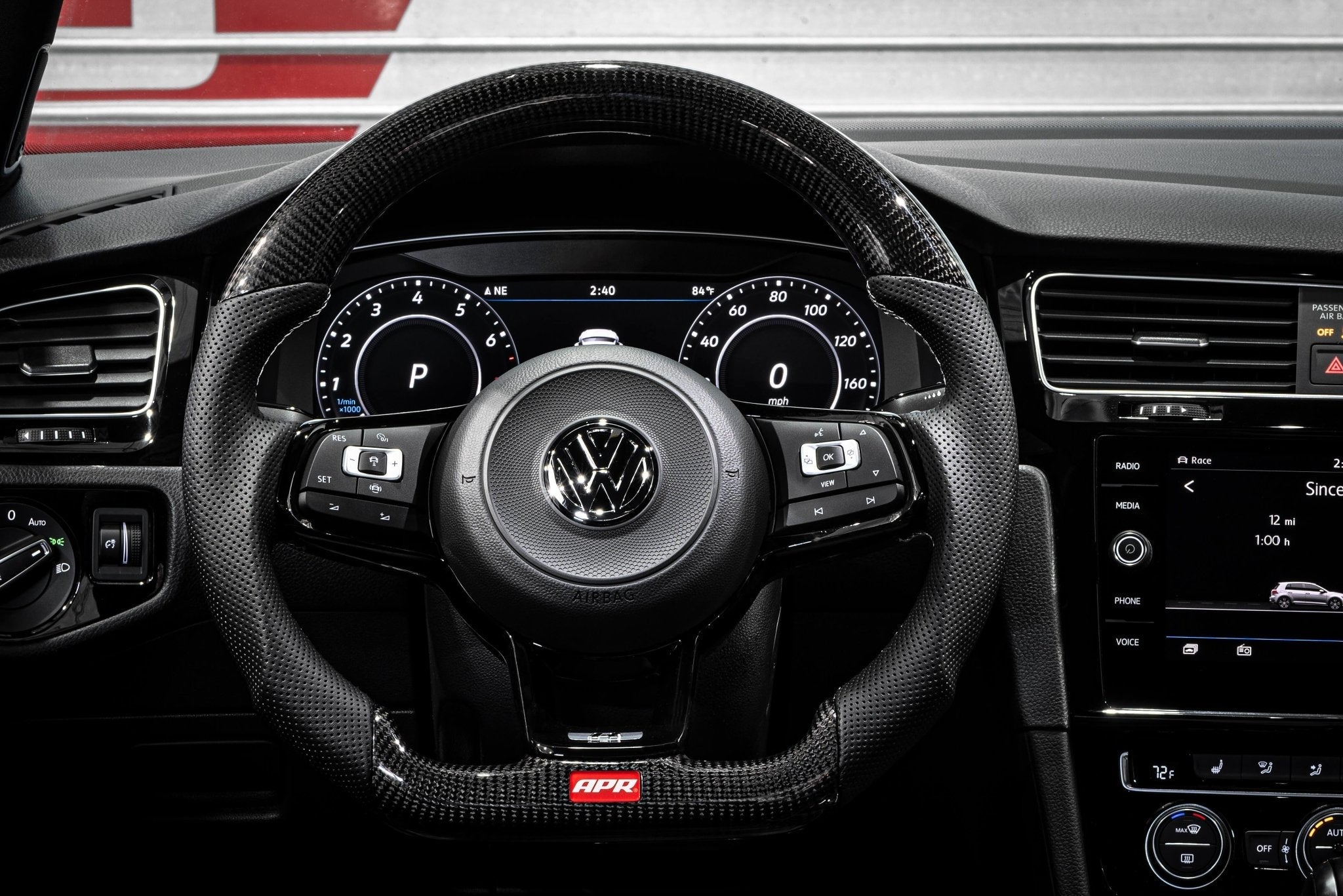 APR - APR STEERING WHEEL - CARBON FIBER & PERFORATED LEATHER - MK7 R - Silver - MS100202 - German Performance