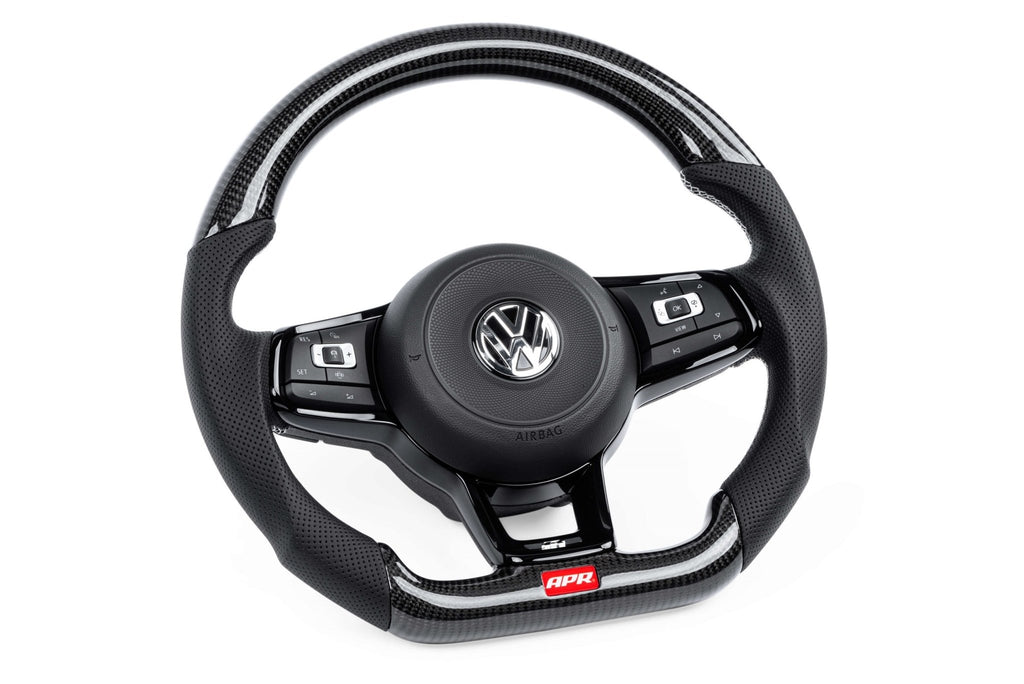 APR - APR STEERING WHEEL - CARBON FIBER & PERFORATED LEATHER - MK7 R - Silver - MS100202 - German Performance
