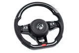 APR STEERING WHEEL - CARBON FIBER & PERFORATED LEATHER - MK7 R - Silver To suit Manual